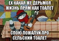 ех какая же дерьмоя жизнь прям как тоалет спою пожалуй про сельский тоалет