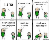 Папа Что он хочет А как ты провёл молодость? Я качался на географерах на х1 до лампы это было прекрасно