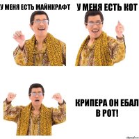 У меня есть майнкрафт У меня есть кот КРИПЕРА ОН ЕБАЛ В РОТ!