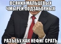 всяких мальцевых чмырей подзаборных разъебу как нефиг срать