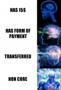 has 15$ has form of payment transferred non core