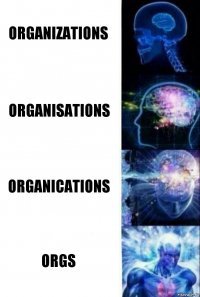 organizations organisations organications orgs