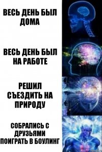 Весь день был дома Весь день был на работе Решил съездить на природу Собрались с друзьями поиграть в боулинг