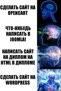 Сделать сайт на OpenCart Что-нибудь написать в Joomla! Написать сайт на диплом на HTML в дипломе Сделать сайт на WordPress