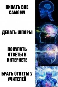 Писать все самому Делать шпоры Покупать ответы в интернете брать ответы у учителей