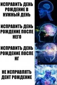 Исправить день рождение в нужный день Исправить день рождение после него Исправить день рождение после НГ Не исправлять дент рождение