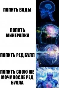 Попить воды Попить минералки Попить ред булл Попить свою же мочу после ред булла