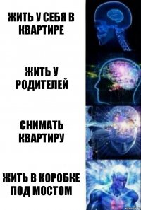 жить у себя в квартире жить у родителей снимать квартиру жить в коробке под мостом