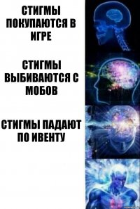 Стигмы покупаются в игре Стигмы выбиваются с мобов Стигмы падают по ивенту 