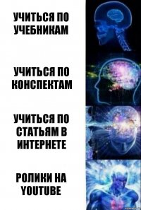 учиться по учебникам учиться по конспектам учиться по статьям в интернете ролики на YouTube