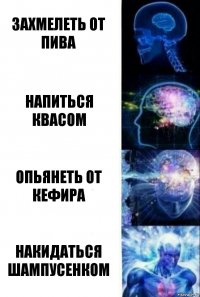 захмелеть от пива напиться квасом опьянеть от кефира накидаться шампусенком