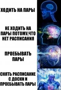 Ходить на пары Не ходить на пары потому,что нет расписания проебывать пары снять расписание с доски и проебывать пары