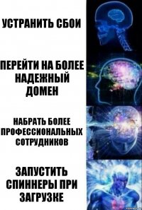 устранить сбои перейти на более надежный домен набрать более профессиональных сотрудников запустить спиннеры при загрузке