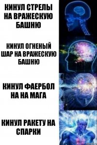 Кинул стрелы на вражескую башню кинул огненый шар на вражескую башню Кинул фаербол на на мага кинул ракету на спарки