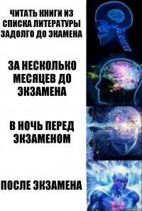 Читать книги из списка литературы задолго до экамена За несколько месяцев до экзамена В ночь перед экзаменом после экзамена