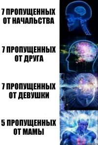 7 пропущенных от начальства 7 пропущенных от друга 7 пропущенных от девушки 5 пропущенных от мамы