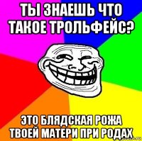 ты знаешь что такое трольфейс? это блядская рожа твоей матери при родах