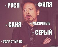 - руся - филя - саня + удар от Mr HD - серый + месячные    