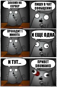 Захожу на сервер Пишу в чат сообщение Проходит 1 минута И еще одна И тут... Привет Drumanid