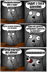 слышали анекдот про 2 геев? сидят 2 гея в бассейне вдруг на воде появилось что-то белое один гей у другого спрашивает:"дорогой, ты кончил?" второй отвечает:" нет, пёрнул". АХАХАХАХАХА!1!!