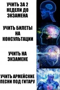 учить за 2 недели до экзамена учить билеты на консультации учить на экзамене учить армейские песни под гитару