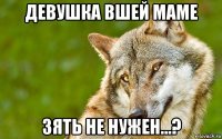 девушка вшей маме зять не нужен...?