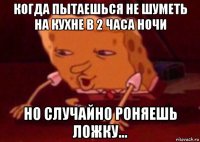 когда пытаешься не шуметь на кухне в 2 часа ночи но случайно роняешь ложку...