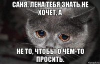 саня, лена тебя знать не хочет, а не то, чтобы о чём-то просить.