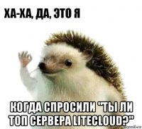  когда спросили "ты ли топ сервера litecloud?"