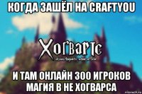 когда зашёл на craftyou и там онлайн 300 игроков магия в не хогварса