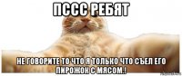 пссс ребят не говорите то что я только что съел его пирожок с мясом.!