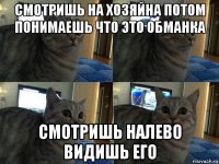 смотришь на хозяйна потом понимаешь что это обманка смотришь налево видишь его