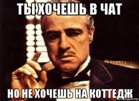 ты хочешь в чат но не хочешь на коттедж