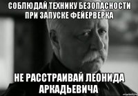 соблюдай технику безопасности при запуске фейерверка не расстраивай леонида аркадьевича