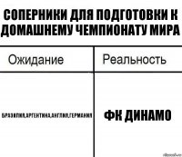 Соперники для подготовки к домашнему чемпионату мира Бразилия,Аргентина,Англия,Германия Фк Динамо