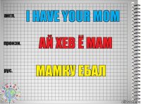 I have your mom Ай хев ё мам Мамку ебал