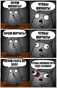 Зачем мяукать? Чтобы Мяукать! Зачем мурчать? Чтобы Мурчать! Зачем ссать на пол? Чтобы напакастить гаду-хозяину!