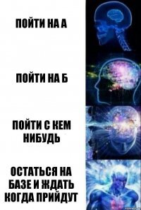 пойти на а пойти на б пойти с кем нибудь остаться на базе и ждать когда прийдут