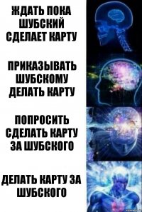 Ждать пока Шубский сделает карту Приказывать Шубскому делать карту Попросить сделать карту за Шубского Делать карту за Шубского