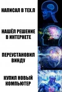 Написал в тех.п Нашёл решение в интернете Переустановил винду Купил новый компьютер