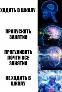 Ходить в школу Пропускать занятия прогуливать почти все занятия не ходить в школу