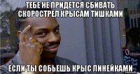 тебе не придется сбивать скорострел крысам тишками если ты собьешь крыс линейками