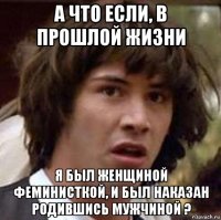 а что если, в прошлой жизни я был женщиной феминисткой, и был наказан родившись мужчиной ?