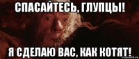 спасайтесь, глупцы! я сделаю вас, как котят!