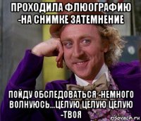 проходила флюографию -на снимке затемнение пойду обследоваться -немного волнуюсь...целую целую целую -твоя