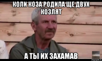 коли коза родила ще двух козлят а ты их захамав