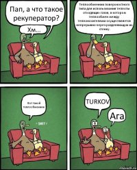 Пап, а что такое рекуператор? Хм... Теплообменник поверхностного типа для использования теплоты отходящих газов, в котором теплообмен между теплоносителями осуществляется непрерывно через разделяющую их стенку. Вот такой теплообменник TURKOV Ага