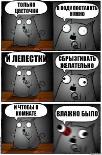 Только цветочки В воду поставить нужно И лепестки Сбрызгивать желательно И чтобы в комнате Влажно было