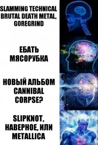 slamming technical brutal death metal, goregrind ебать мясорубка новый альбом Cannibal Corpse? slipknot, наверное, или Metallica