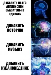 Добавить на Егэ английский обазательно сдавать Добавить Историю Добавить музыку добавить кубановедение